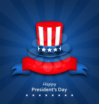 Illustration Abstract Flyer with Uncle Sam's Hat for Happy Presidents Day of USA - Vector