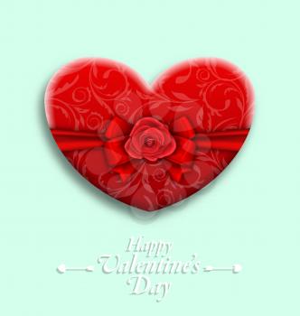Illustration Celebration Background with Wishes for Valentines Day with Gift Box in Heart Shaped - Vector