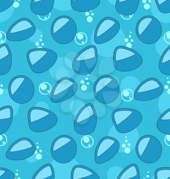 Illustration Blue Seamless Pattern with Water Drops. Aqua Wallpaper - Vector