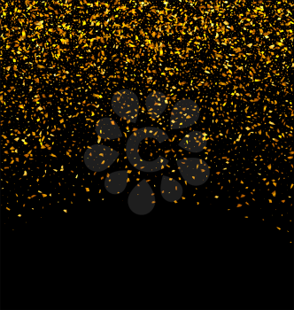 Illustration Golden Glitter Texture on Black Background. Holiday Glossy Background - Vector