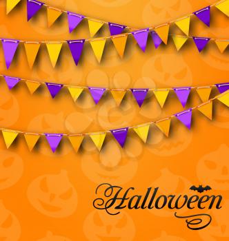 Illustration Decoration with Colorful Bunting Pennants for Halloween Party. Celebration Background - Vector