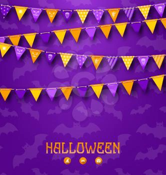 Illustration Halloween Party Background with Colored Bunting Pennants - Vector
