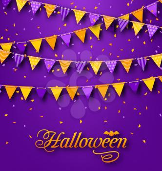 Illustration Halloween Party Background with Hanging Triangular String - Vector