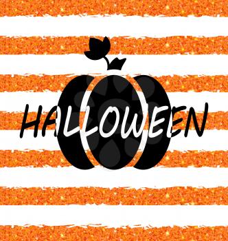 Illustration Glitter Orange Wallpaper for Happy Halloween with Pumpkin. Party Flyer. Holiday Template - Vector