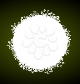 Illustration Winter Round Snowing Frame with Snowflakes - Vector