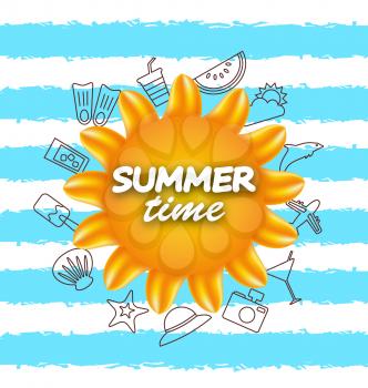 Illustration Banner for Summer Time .Vacation Background with Hand Drawing Elements - Vector
