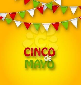 Illustration Cinco De Mayo Holiday Bunting Background. Mexican Banner - Vector