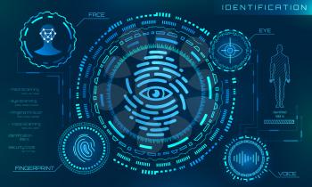 Biometric Identification Personality, Scanning Modern Access Control, Technology Recognition (Authentication) System Concept - Illustration Vector