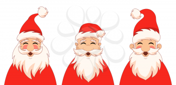 Set Funny Santa Claus Characters. Christmas Cartoons - Illustration Vector