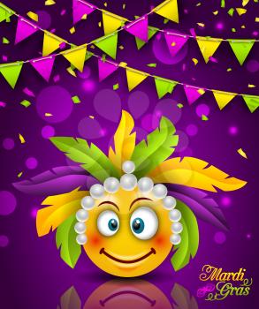 Mardi Gras Carnival Party Flyer, Bunting Masquerade Background - Illustration Vector