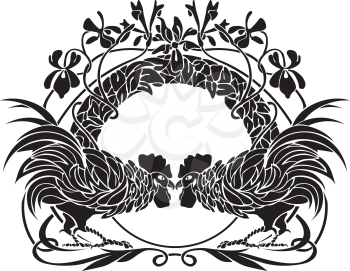 Royalty Free Clipart Image of a Rooster Design