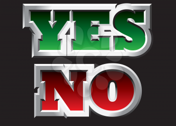 Royalty Free Clipart Image of the Words Yes and No