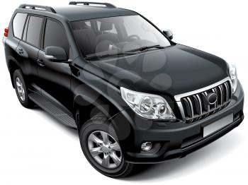 High quality vector image of Japanese mid-size luxury SUV, isolated on white background. File contains gradients, blends and transparency. No strokes. Easily edit: file is divided into logical layers and groups. NOTE: palette contains progressive black.