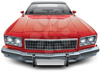 High quality vector image of vintage American coupe convertible, isolated on white background. File contains gradients, blends and transparency. No strokes. Easily edit: file is divided into logical layers and groups.