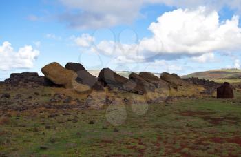 Royalty Free Photo of Toppled Statues on Easter Island