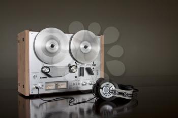 Royalty Free Photo of a Tape Recorder and Headphones
