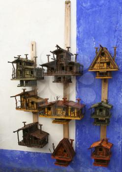 Royalty Free Photo of Birdhouses at a Flea Market in Obidos