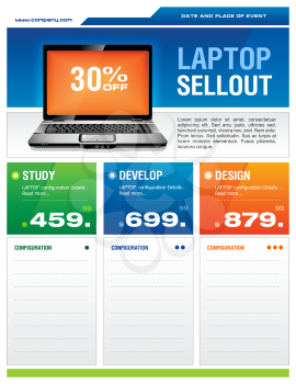 Royalty Free Clipart Image of a Laptop Sale Brochure
