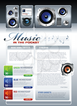 Royalty Free Clipart Image of a Portable MP3 Stereo Music Template