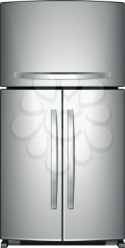 Royalty Free Clipart Image of a Metallic Refrigerator