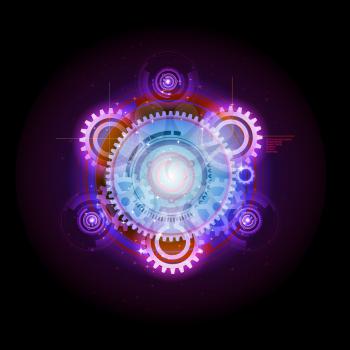 Royalty Free Clipart Image of Glowing Techno Gears