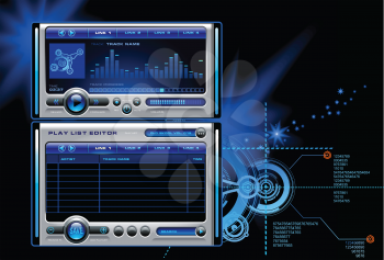 Royalty Free Clipart Image of an Mp3 Media Music Stereo Computer Playerbackground