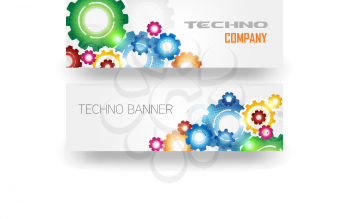 Royalty Free Clipart Image of a Card With Gears for a Techno Company Banner