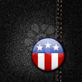 American Flag Emblem Badge On Black Jeans Denim Texture Vector