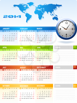 2014 Corporate Calendar clean vector