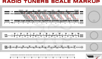 Royalty Free Clipart Image of Three Radio Tuner Scale Blueprints