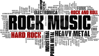 Rock Music Styles Word Cloud Bubble Tag Tree vector isolated

