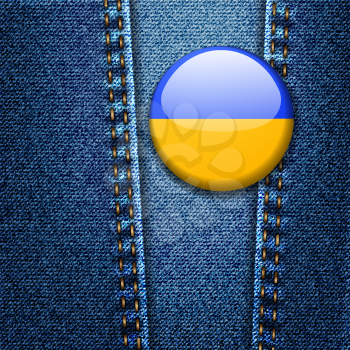 Ukraine Flag Badge On Jeans Denim Texture Detailed Vector 