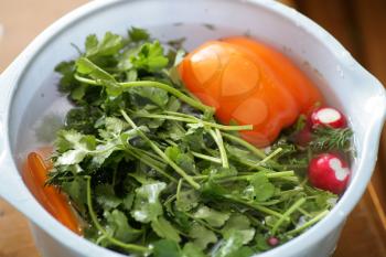 healthy food -  fresh vegetables for salad closeup