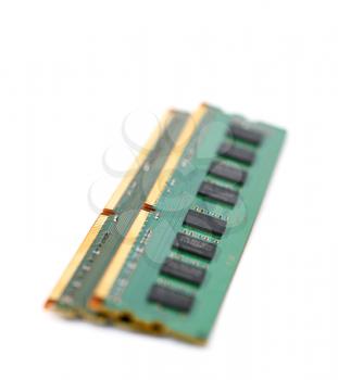 back of the micro processor  and memory isolated on the white background
