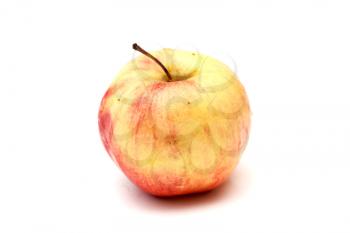 a juicy red and yellow apple on a white background 