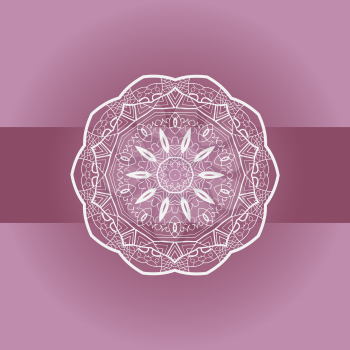 Oriental mandala motif round lase pattern on the violet background, like snowflake or mehndi paint