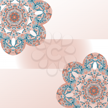 Oriental mandala motif half-round lase pattern on the brown background, like snowflake or mehndi paint color background