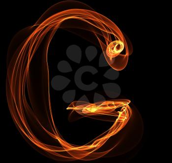Royalty Free Clipart Image of a Letter G in Fire