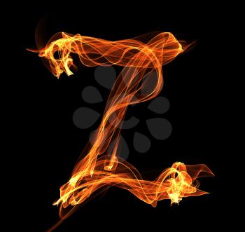 Royalty Free Clipart Image of a Letter Z in Fire