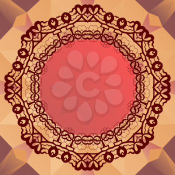 Round mandala frame for text, oriental design vector artwork