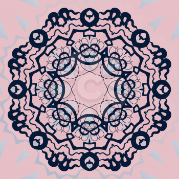 Ornate mandala flower. Stylized ornament on pink background vector artwork