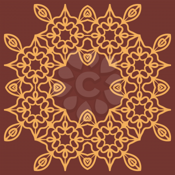 Print inspired by oriental persian carpet of brown color