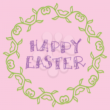 Happy Easter  Vector Background Simply Hand Drawn Style. Handlettering.