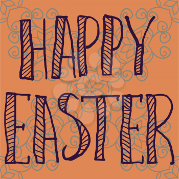 PrintHappy Easter Letters Print on Ornamental Background.
