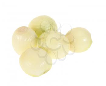 the cleared onions isolated on white background                                     