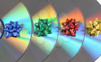 Royalty Free Photo of Bows on Compact Discs