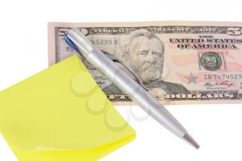 Royalty Free Photo of a Fifty Dollar Bill and Notepad