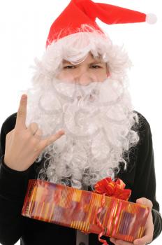Royalty Free Photo of a Teenager Dressed as Santa