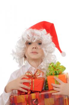 Royalty Free Photo of a Child Holding Presents