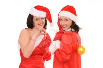 Royalty Free Photo of Two Women in Christmas Outfits